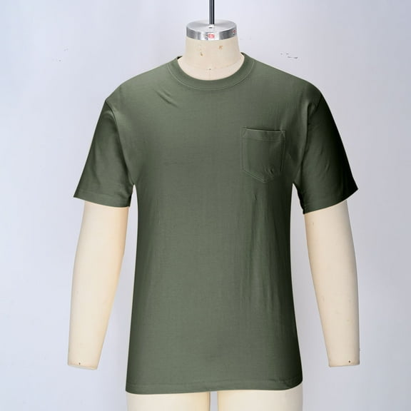 YLSDY Mens T-Shirts Cotton Short Sleeve Pocket Tee Shirt Casual Crew Neck Moisture Wicking Soft Basic T Shirts Green L