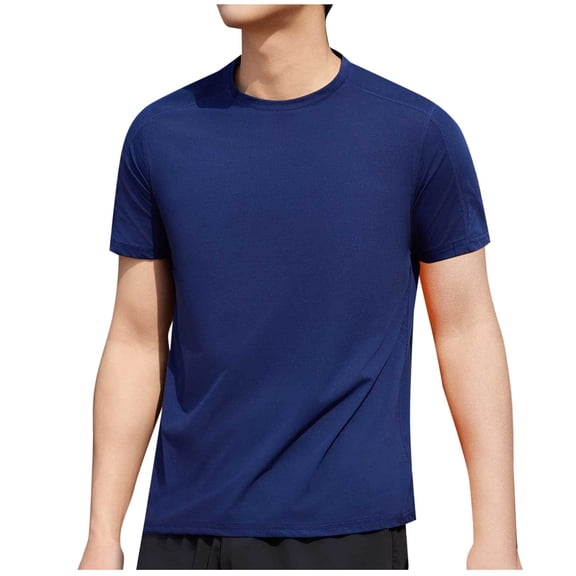 YLSDY Mens T-Shirts Short Sleeve UPF 50+ Sun Protection Moisture Wicking Casual Crew Neck Basic Tee Shirts Navy XL
