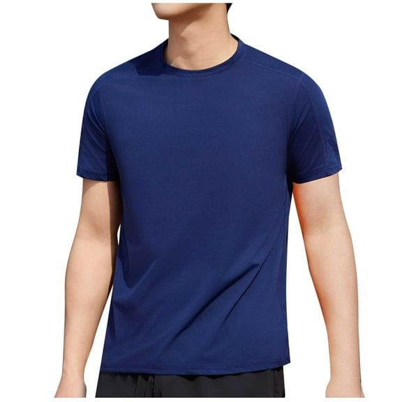 YLSDY Mens T-Shirts Short Sleeve UPF 50+ Sun Protection Moisture Wicking Casual Crew Neck Basic Tee Shirts Navy XXXXL