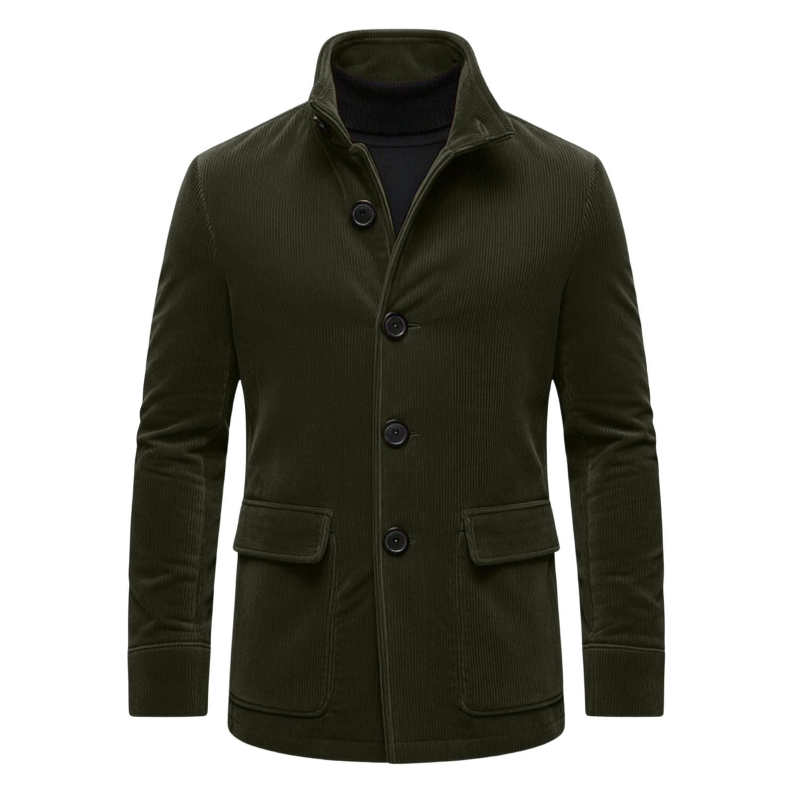 YLSDY Mens Trench Coat Relaxed Mid Stand Collar Four Button Outer