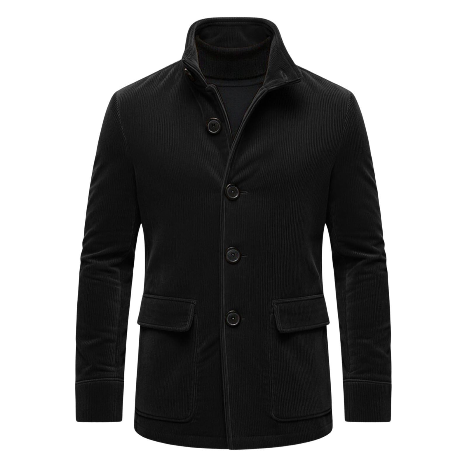 YLSDY Mens Trench Coat Relaxed Mid Stand Collar Four Button Outer