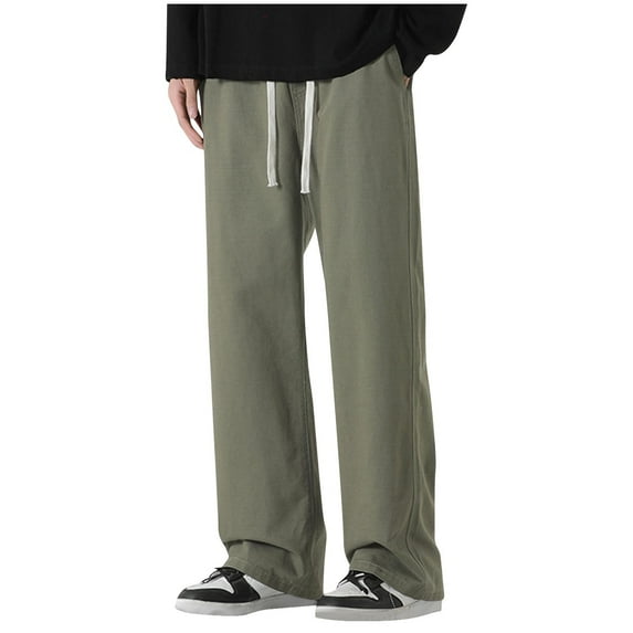 YLSDY Mens Vintage Cargo Pants Cyber Punk Grunge Pants Casual Streetwear Relaxed Fit Trousers Wide Leg Denim Pants Army Green XXXL