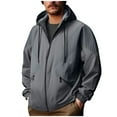 thumbnail image 1 of YLSDY Mens Waterproof Zipper Hooded Jacket Long Sleeve Lightweight Windbreaker Outdoor Workwear Cardigan with Chest Pocket Gray XXXL, 1 of 8