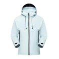 thumbnail image 1 of YLSDY Mens Windbreaker Jackets Lightweight - Windprrof Jacket Waterproof Mountain Sport Hooded Raincoat with Two Zipper Pocket Light Blue XL, 1 of 7