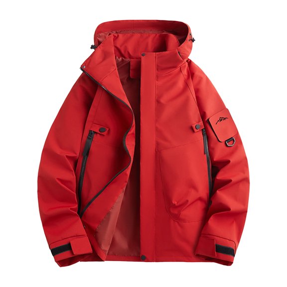 YLSDY Mens Windbreaker Outdoor Athletic Waterproof Windproof Raincoat Fashion Rain Jacketfor Hiking Cycling Camping Fishing Red XXL