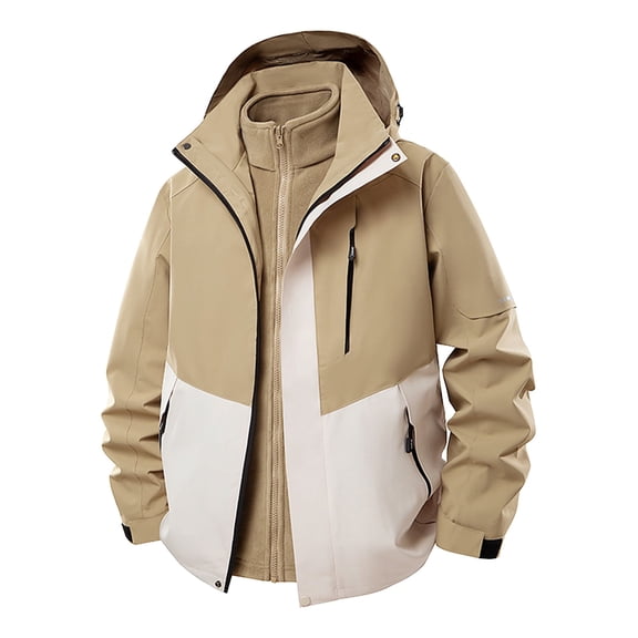 YLSDY Mens Windproof Jacket Waterproof Lightweight Mountain Sport Jacket for Men Hooded Windbreaker Raincoat Khaki XXXL