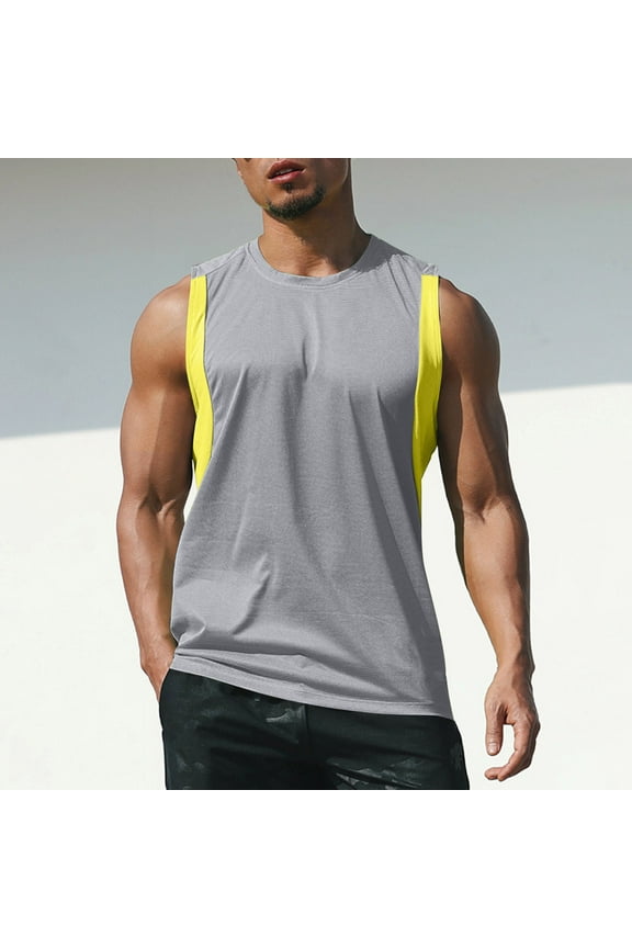 Mens Workout Muscle Tanks Bodybuilding Fitness Jogging Quick Dry Athletic Gym Tank Tops Sleeveless Loose Shirts Gray XL