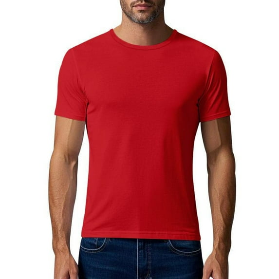 YLSDY Mens Workout Shirts Dry Fit, Mens Running Top Athletic Tee Moisture Wicking Crewneck Gym T-Shirts Short Sleeve Red XL