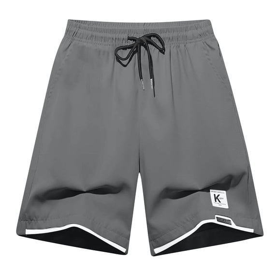 YLSDY Mens Workout Shorts with Pockets 5 inch Elastic Waist Drawstring Short Pants Breathable Running Gym Clothes Activewear Dark Gray XXL
