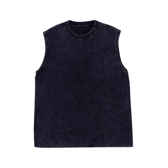 YLSDY Mens Workout Tank Tops Sleeveless Cut Off Muscle Shirts Vintage Tanks Crew Neck Cotton Tees Casual Loose Fit Tops Black L