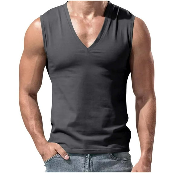YLSDY Mens Workout Tank Tops Sleeveless V Neck Undershirt Breathable Athletic Tops Tactical Shirt Muscle T Shirts Casual Sports Tops Dark Gray XXL