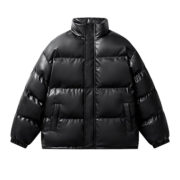 YLSDY Mens Zip up Padded Down Jacket Winter Hooded Puffer Coat Waterproof Parka Outdoor Thick Warm Casual Outerwear Black XXL