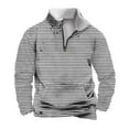 thumbnail image 1 of YLSDY Mock Neck Sweatshirt for Men Quarter Zip Stripe Print Long Sleeve Lightweight Winter Sports Streetwear with Pockets Gray M, 1 of 5