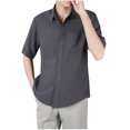 thumbnail image 1 of YLSDY New summer arrivals Men Formal Button Down Shirts, Lightweight Loose Wrinkle Free Short Sleeve Tops Summer Work Office Casual Tees with Pockets Dark Gray L, 1 of 6