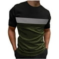 thumbnail image 1 of YLSDY New summer arrivals Men's Color Block Striped Short Sleeve Round Neck T Shirt Summer Fashion Sports Tees Running Casual Tops Green S, 1 of 3
