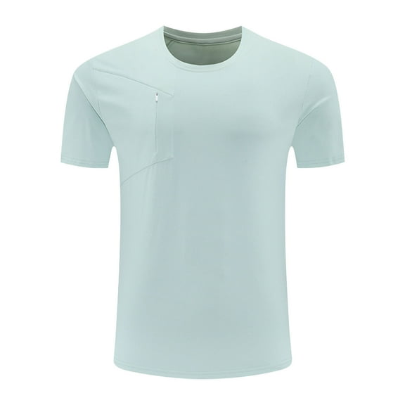 YLSDY New summer arrivals Men's Cotton Pocket Tee Shirts Soft Crew Neck Solid Color T Shirt Casual Short Sleeve Summer Basic Tops Mint Green XL