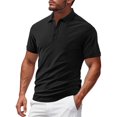 thumbnail image 1 of YLSDY New summer arrivals Men's Button Collared Shirts 3 Buttons Casual Work T Shirts Quick Dry Short Sleeve Golf Shirt Outdoor Business Performance Tops Black XXXL, 1 of 6