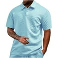 thumbnail image 1 of YLSDY New summer arrivals Men's Button Collared Shirts Short Sleeve Cotton Blend Jacquard Button Collared Moisture Wicking Casual Golf Shirts with Collar Light Blue XXXL, 1 of 4