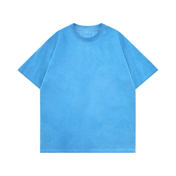 YLSDY New summer arrivals Mens Shirts Loose Crewneck Summer Short Sleeve T-Shirt Lightweight Casual Solid Color Athletic Workout Tee Tops Sky Blue XXL