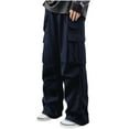 thumbnail image 1 of YLSDY Outdoor Trousers for Men Casual Fashion Stretch Drawstring Pants Solid Color Loose Fit Comfy Pant with Multi Pockets Navy 10, 1 of 6