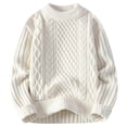 thumbnail image 1 of YLSDY Oversized Cable Knit Sweaters for Men Long Sleeve Solid Color Crewneck Sweater Loose Fit Woven Knitted Soft Pullover White XXL, 1 of 3