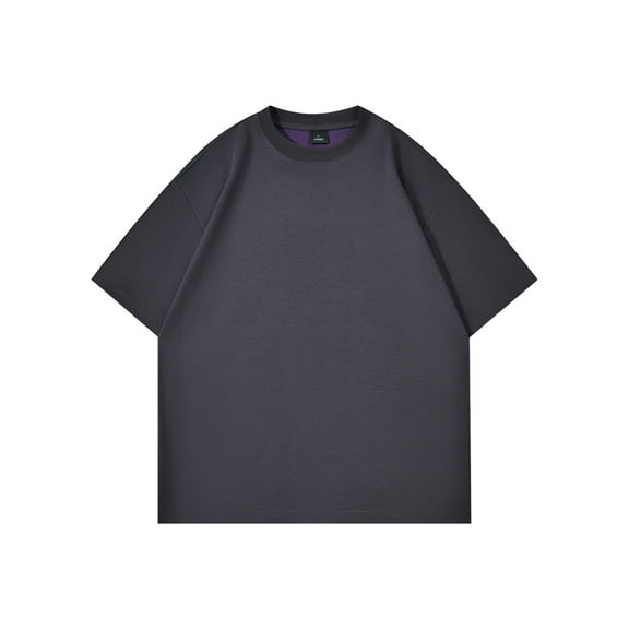 YLSDY Oversized Casual Tee Shirt for Men Short Sleeve Round Neck Loose Blouse Shirt Solid Color Basic Comfy Cotton Tops Purple XL