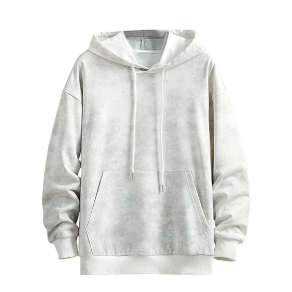 YLSDY Oversized Hooded Sweatshirts for Men Long Sleeve Baggy Cozy Soft Hoodies Lounge Versatile Pullover Top with Pocket White XXXXL