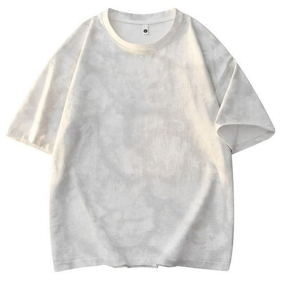 YLSDY Oversized Tshirts for Men Sparkly Vintage Cotton T-Shirt Short Sleeve Crewneck Loose Fit Summer Casual Shirt Tops White L