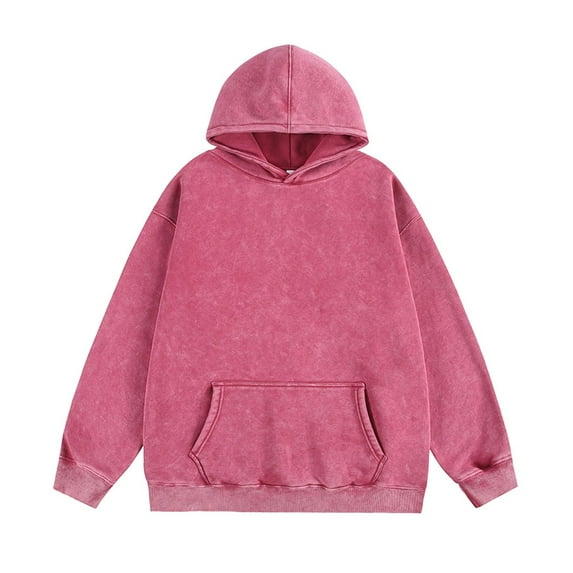 YLSDY Oversized Vintage Hoodie for Men Cotton Loose Fit Baggy Hooded Sweatshirt Trendy Basic Acid Wash Pullover Top Hot Pink XXXXL