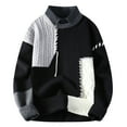 thumbnail image 1 of YLSDY Patchwork Sweater Mens Fake Two-Piece Collared Colorblock Jumper Cable Knitted Pullover Oversized Sweater Black XL, 1 of 4