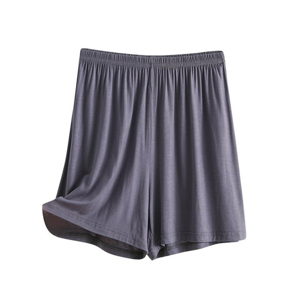 YLSDY Plus Pajama Shorts for Women Soft Sleep Boxers High Waisted Pleated Lounge Solid Thin Style Casual Pajamas Loose Size Home Pants Gray 14