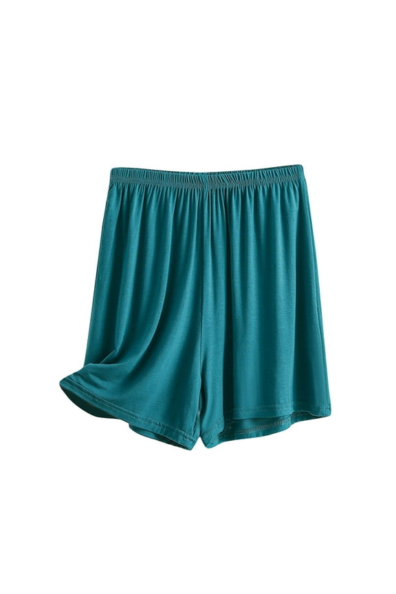 Plus Pajama Shorts for Women Soft Sleep Boxers High Waisted Pleated Lounge Solid Thin Style Casual Pajamas Loose Size Home Pants Green 12