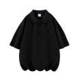 thumbnail image 1 of YLSDY Plus Size Men's Classic Short Sleeve Pullover Sweater Mens Button Collared Shirts Short Sleeve Loose Knit T-Shirt Black XXXXXL, 1 of 3