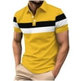 thumbnail image 1 of YLSDY Button Collared Shirts for Men 2025 Casual Button Stripes Shirt Summer Classic Short Sleeve Golf T-Shirt Slim Fit Tennis Tops Yellow M, 1 of 7