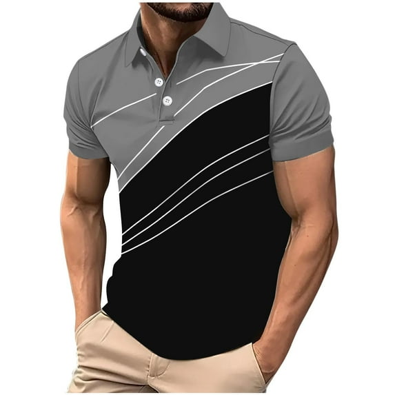YLSDY Button Collared Shirts for Men Short Sleeve Button Down Performance Quick Dry Tshirts Business Casual Tennis Golf Shirt for Men Gray S