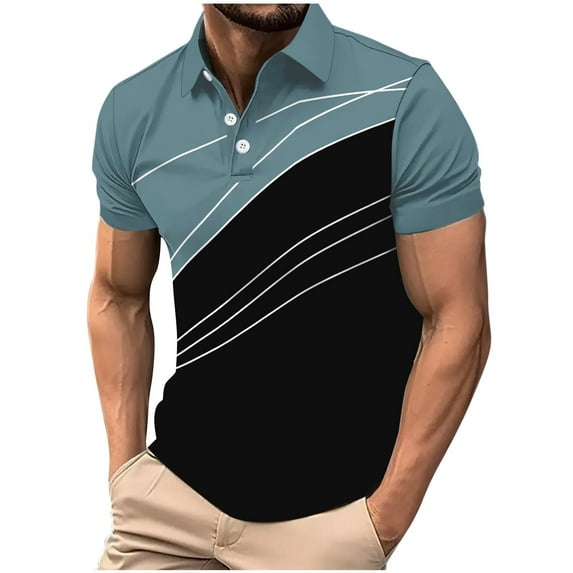 YLSDY Button Collared Shirts for Men Short Sleeve Button Down Performance Quick Dry Tshirts Business Casual Tennis Golf Shirt for Men Sky Blue M