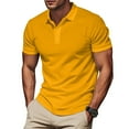 thumbnail image 1 of YLSDY Button Collared Shirts for Men Short Sleeve Button Down Waffle Henley Shirt Solid Color Casual Golf Workout Tee Top Big and Tall Yellow M, 1 of 8