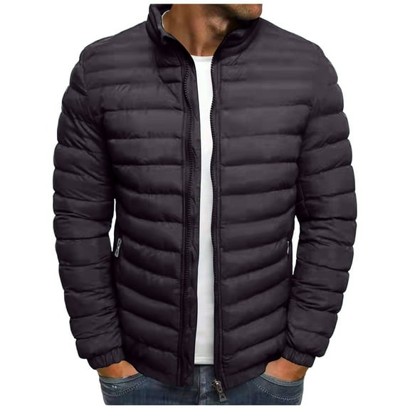 YLSDY Quilted Jackets for Men Lightweight Winter Coat Puffer Packable Water-Resistant Puffer Jacket Zipper Warm Jackets Coat Coffee XS