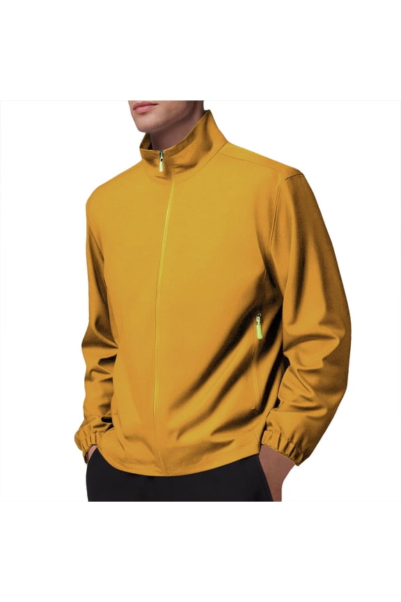 Rain Jacket Zip Up Coat for Men Women adult with Pocket Casual Durable Outdoor Ventures Windbreaker Raincoat Yellow XXL