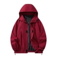 thumbnail image 1 of YLSDY Rain Jacket for Men Loose Fit Waterproof Lightweight Zip Up Hooded Rain Coat Unisex Hiking Windbreaker with Pockets Red XL, 1 of 9