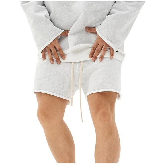 YLSDY Relaxed Fit Men’s Shorts Casual Holiday Breathable Loose Solid Outdoor Fashion Shorts Drawstring Classic Shorts Gray M