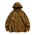 thumbnail image 1 of YLSDY Rollback Men's Hooded Zip Up Windbreaker Jacket Lightweight Breathable Mesh Lining Outdoor Sport Coats Brown XXXL, 1 of 5