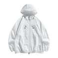 thumbnail image 1 of YLSDY Stylish Men's Hooded Zip Up Windbreaker Jacket Lightweight Breathable Mesh Lining Outdoor Sport Coats White XXXL, 1 of 5