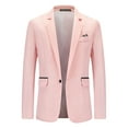 thumbnail image 1 of YLSDY Stylish Men's Slim Fit Blazer Suit Jacket One Button Notch Lapel Wedding Business Party Tuxedo Pink L, 1 of 3