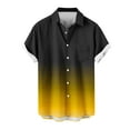 thumbnail image 1 of YLSDY Fashion Men Button Down Shirt Short Sleeve Hawaiian Shirt Lapel Neck Regular Fit Gradient Beach Big and Tall Shirt Yellow XXXL, 1 of 4