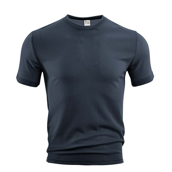YLSDY Fashion Men's Cozy Crew Neck Jogging T-Shirt Stretch Breathable Slim Knitted Shirts Summer Casual Running Pullover Tops Navy L