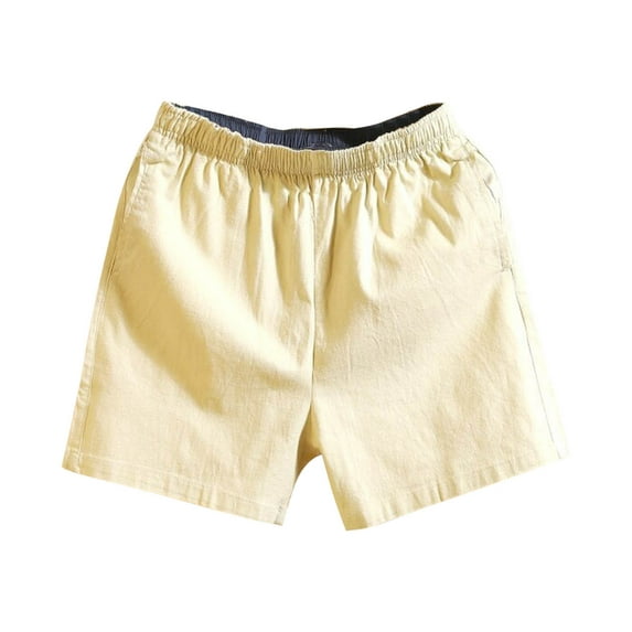YLSDY Fashion Men's Shorts Summer Vacation Beach Male Short Pants Drawstring Vintage 2025 Cotton Shorts with Pockets Beige XL
