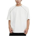 thumbnail image 1 of YLSDY Fashion Men's Y2K Streetwear Casual T Shirt Crewneck Raglan Zipper Short Sleeve Tee Top Solid Color Baggy Fashion Pullover White L, 1 of 5
