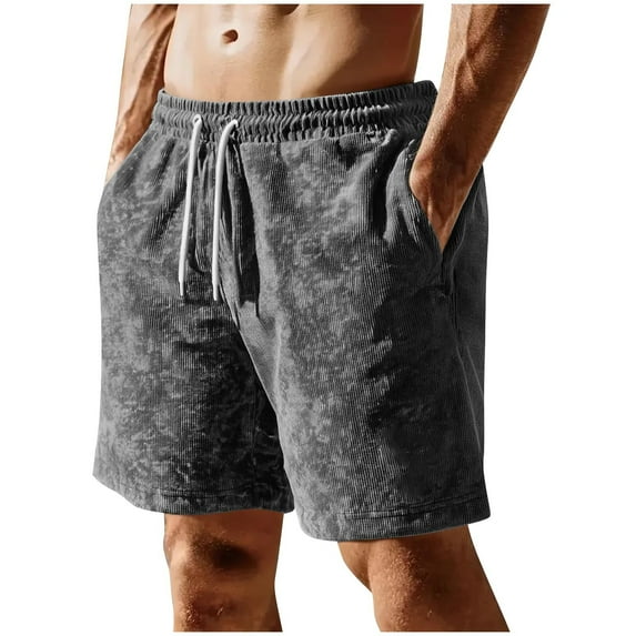 YLSDY Fashion Mens Corduroy Shorts Casual Elastic Waist Wide Drawstring 2025 Summer Beach Loose Fit Shorts with Pockets Gray XL