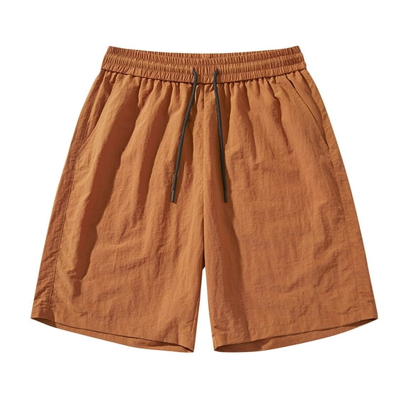 YLSDY Fashion Mens Cotton Shorts Casual Elastic Waist Drawstring Shorts Stretch Summer Beach Vacation Shorts with Pockets Gold XXXL